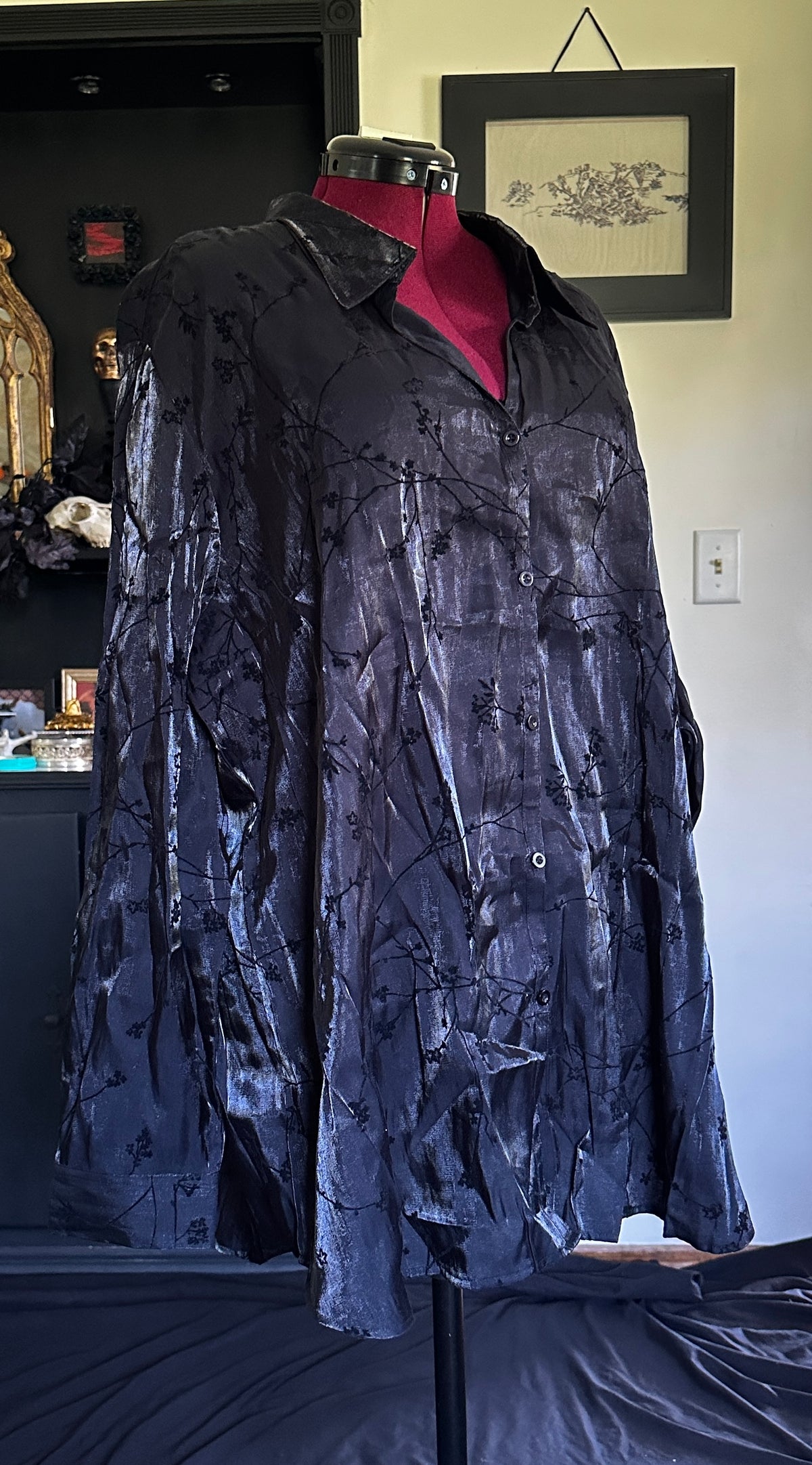Crinkled Y2K Whimsigoth Button Down 4X/5X