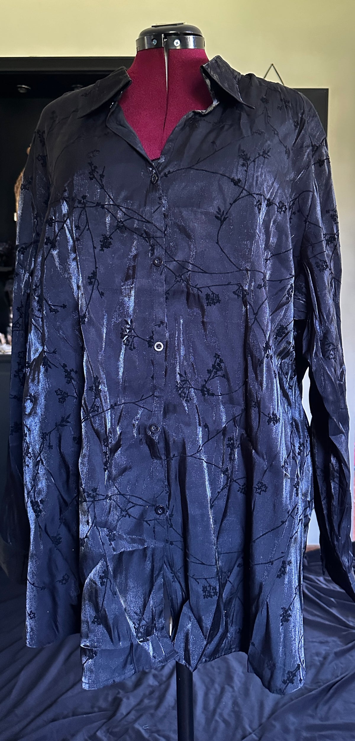 Crinkled Y2K Whimsigoth Button Down 4X/5X