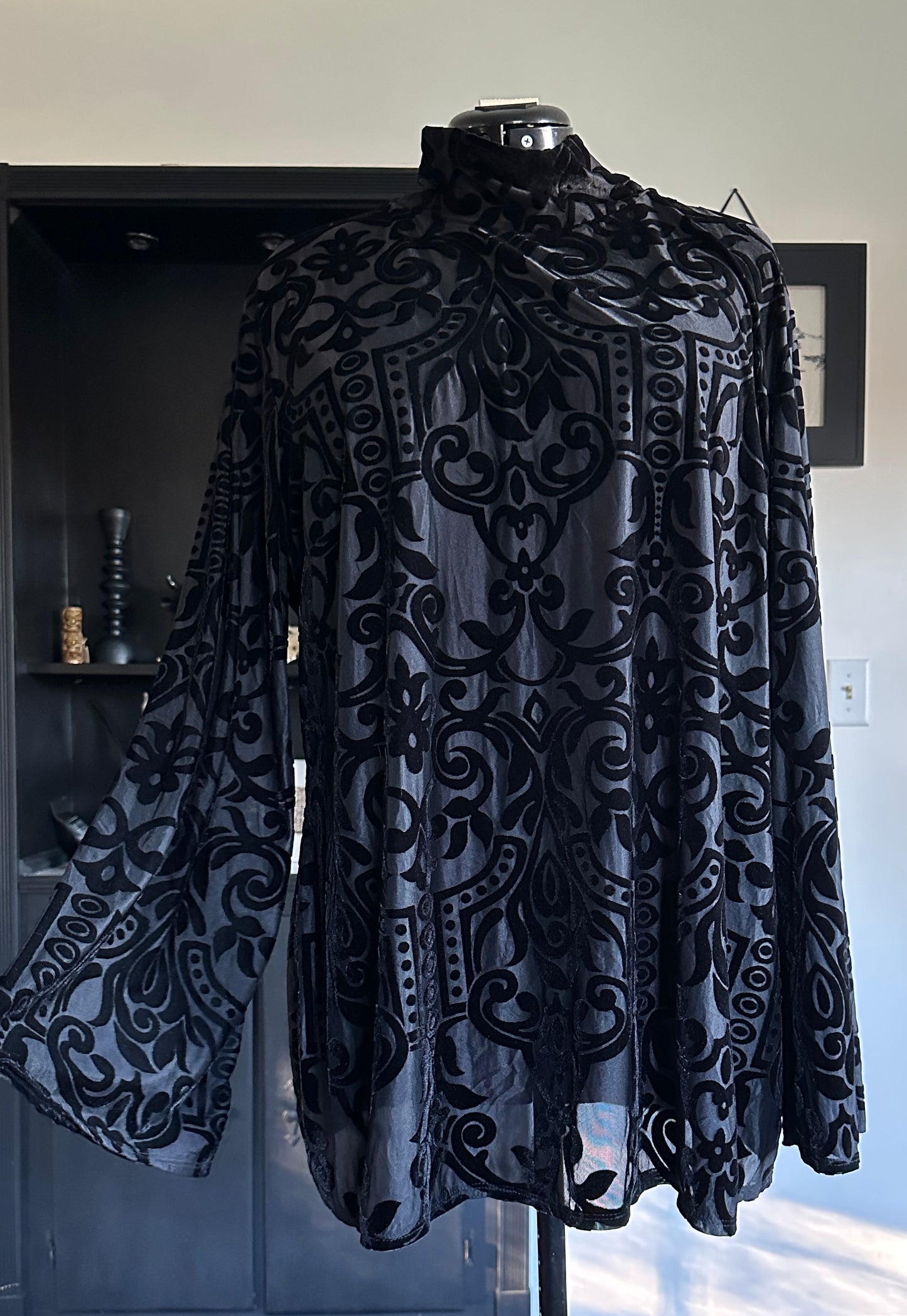 Sheer Burnout Velvet Turtleneck Top 3X