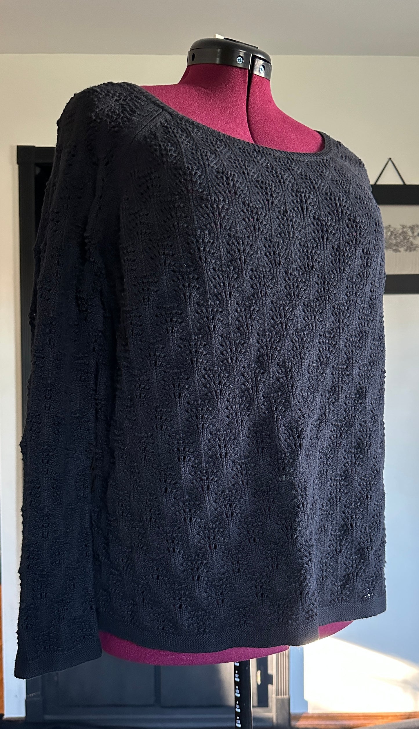 Black Knit Cotton Sweater 1X
