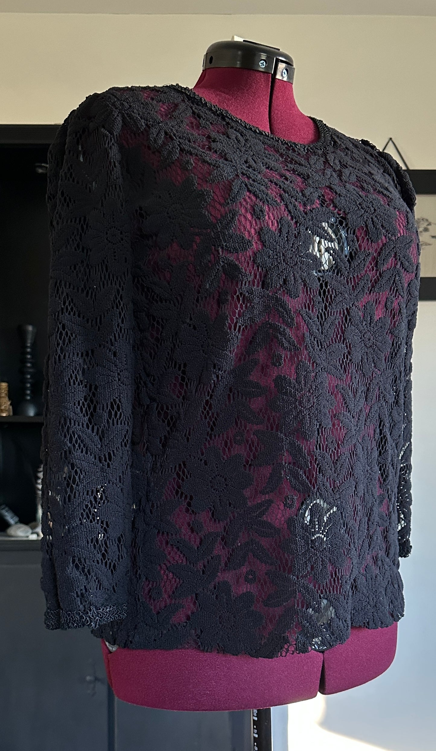 Sheer Floral Lace Top L-1X