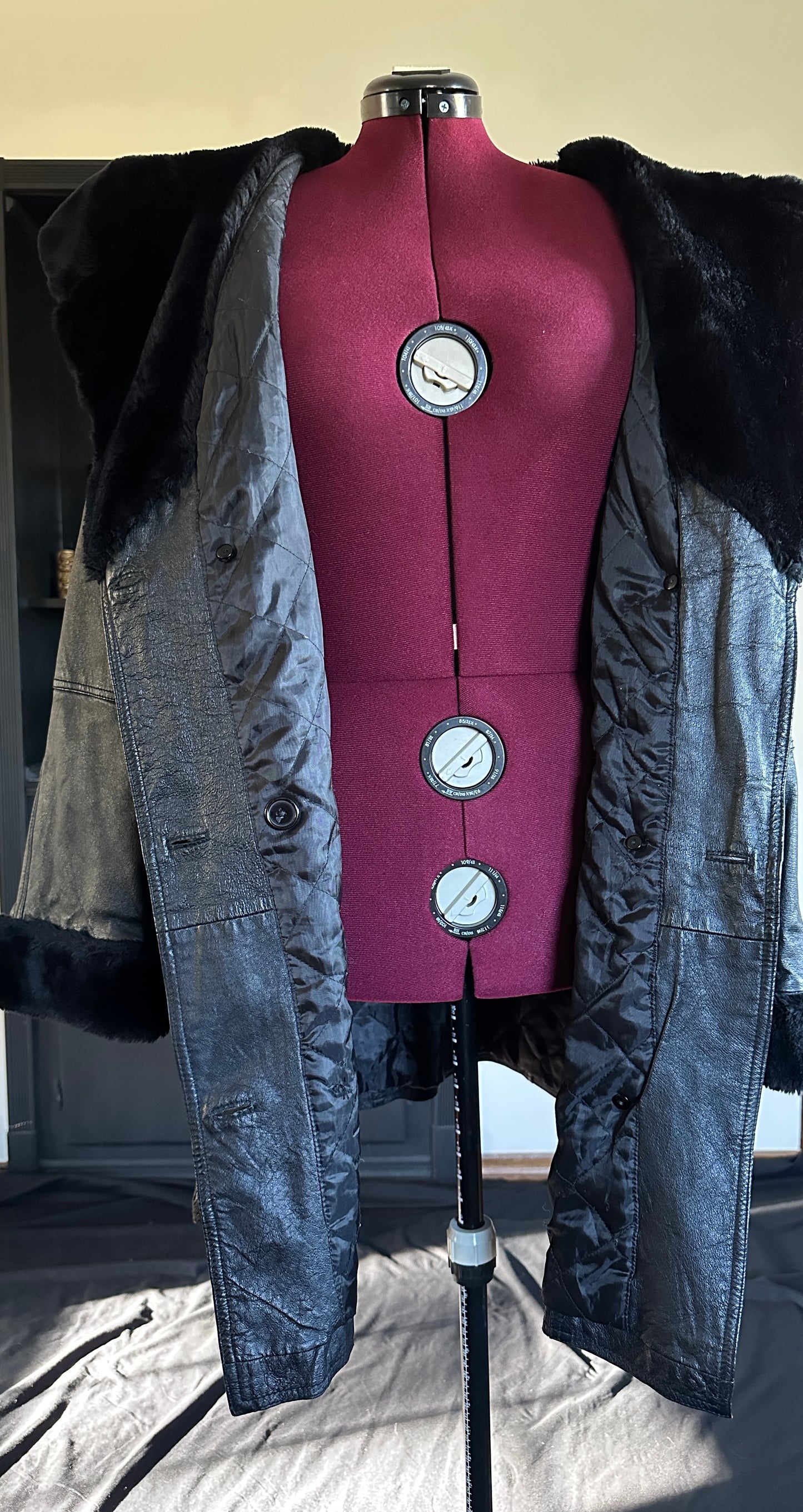 Vintage Leather Hooded Coat 2X