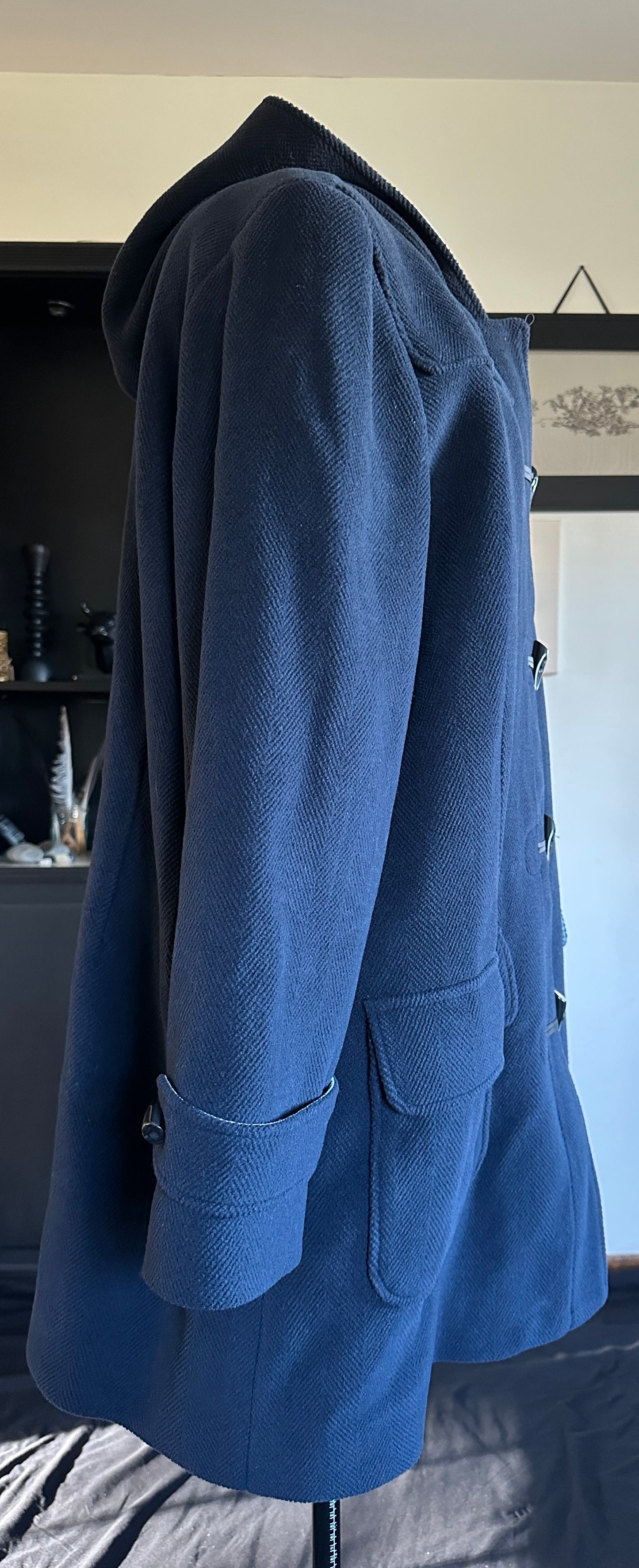 Blue Wool Hooded Duffel Coat 3X