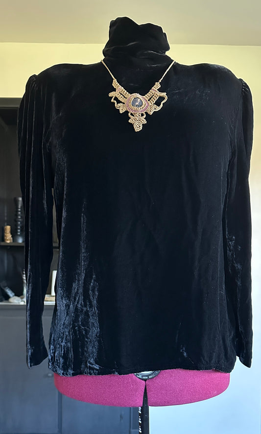 Vintage Black Victorian Velvet Top 16
