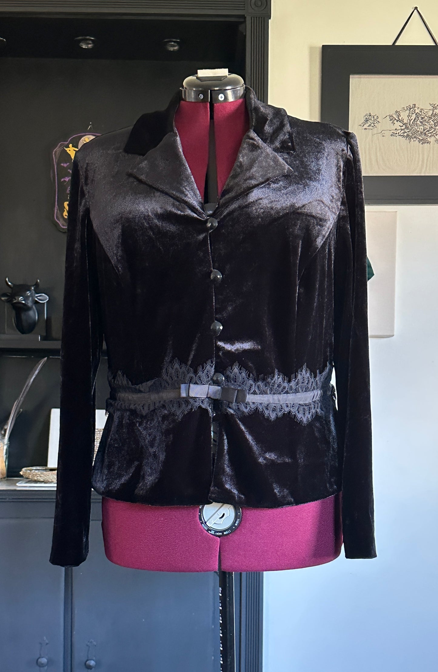 Stretch Velvet Belted Blazer 18