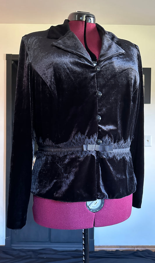 Stretch Velvet Belted Blazer 18