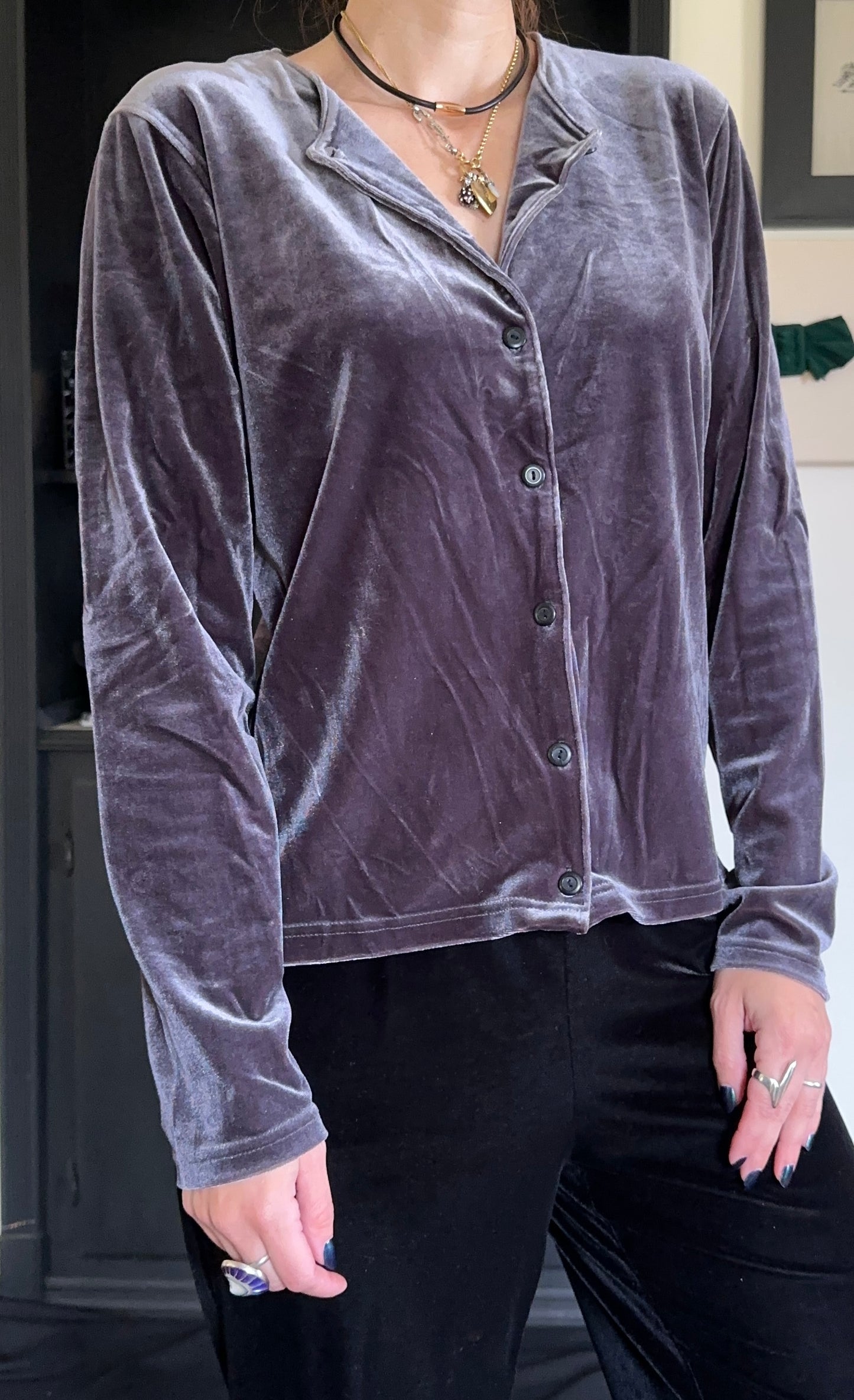 Stretch Velvet Cardigan M