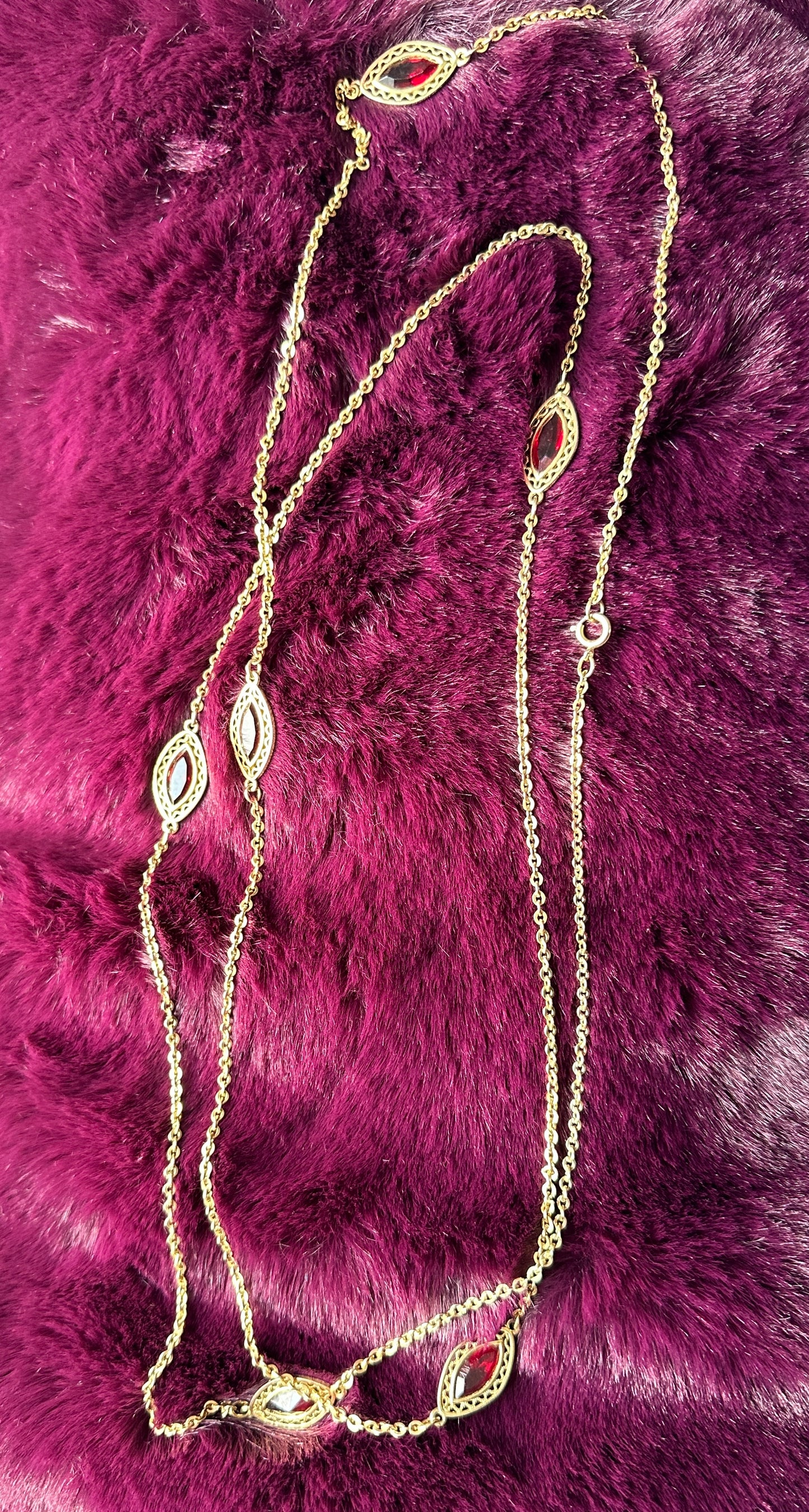 Vintage Art Deco Gold & Garnet Necklace