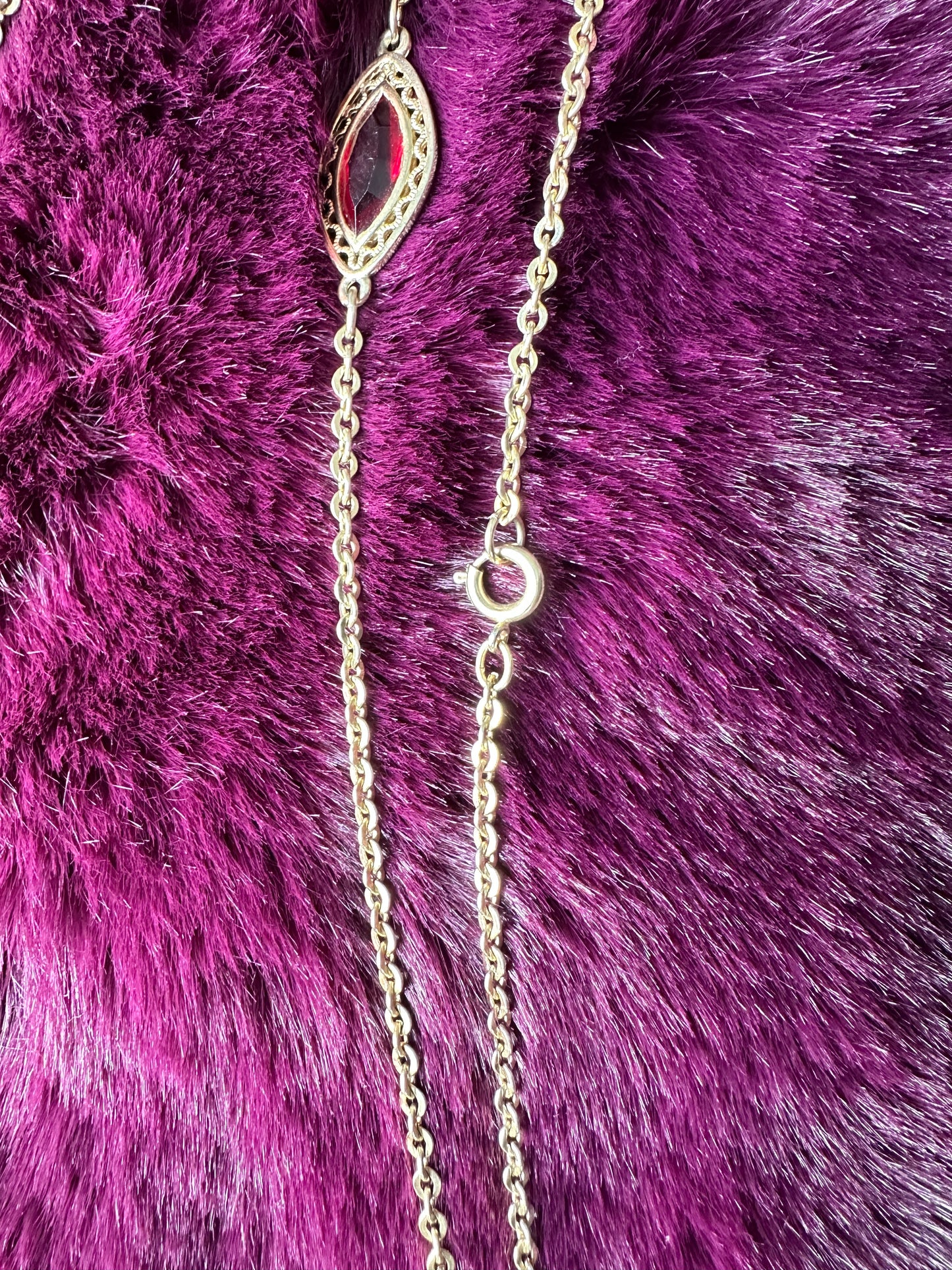 Vintage Art Deco Gold & Garnet Necklace