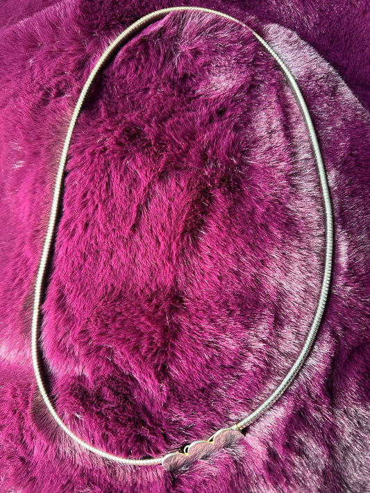 70s Silver Whiting and Davis Stretch Belt 24" - 27"