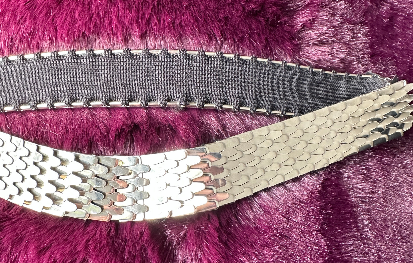 70s Silver Chain Mail Belt 26" - 38"