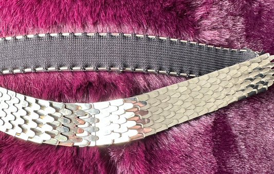 70s Silver Chain Mail Belt 26" - 38"