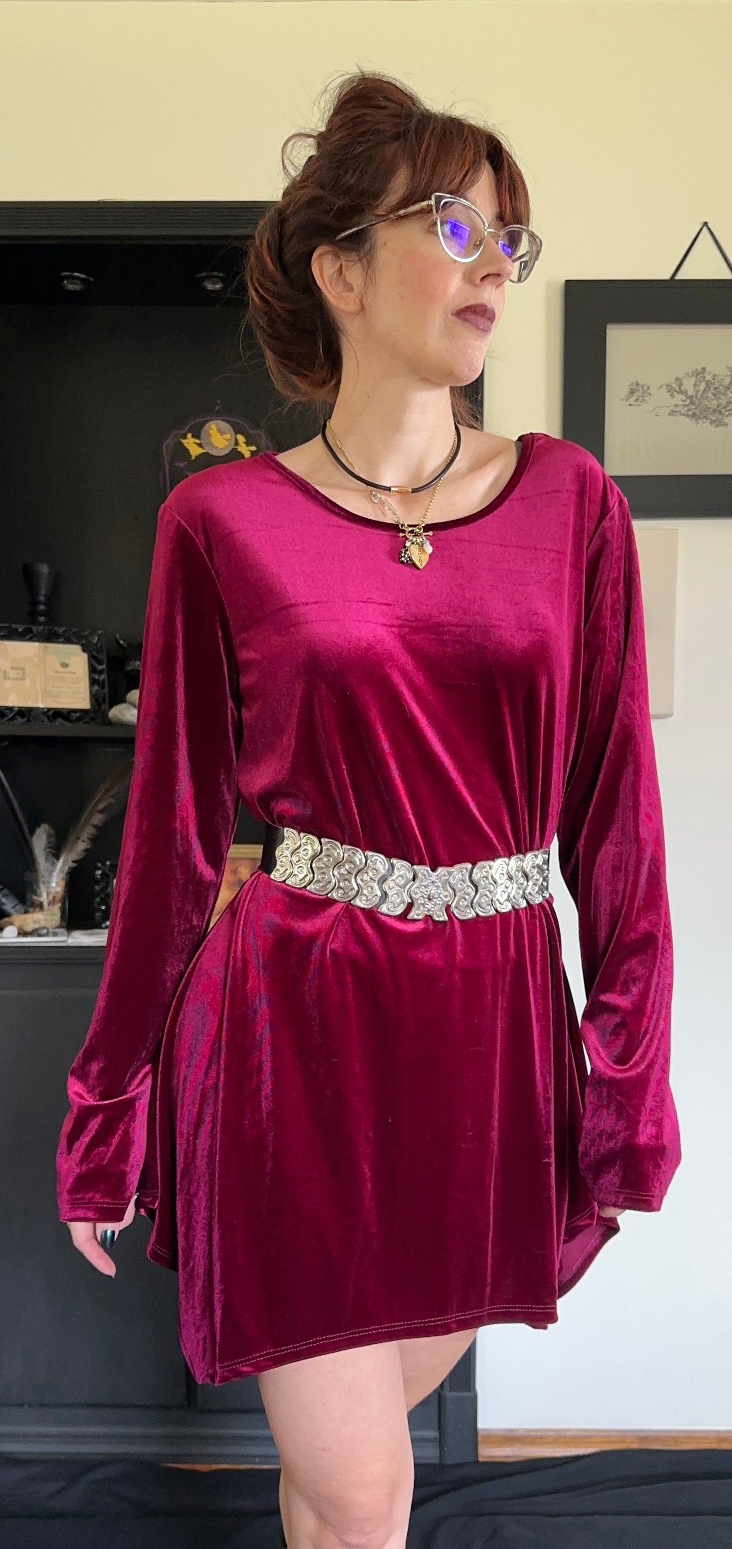 Cranberry Red Velvet Tunic L-XL