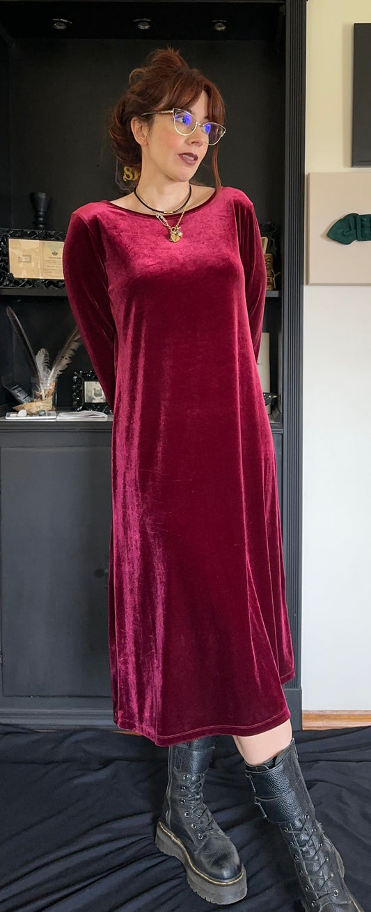 Red Velvet Midi Dress Petite M