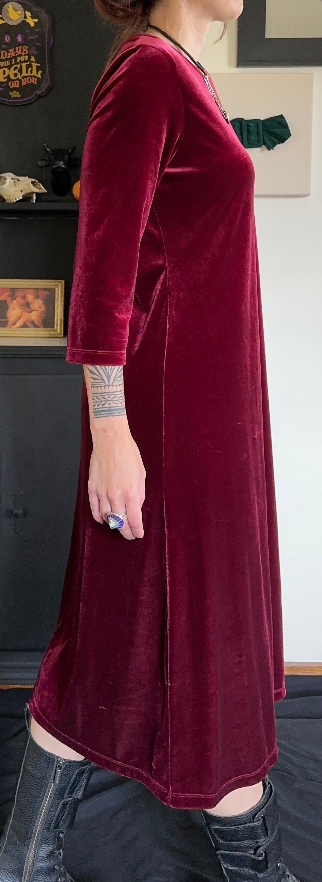 Red Velvet Midi Dress Petite M