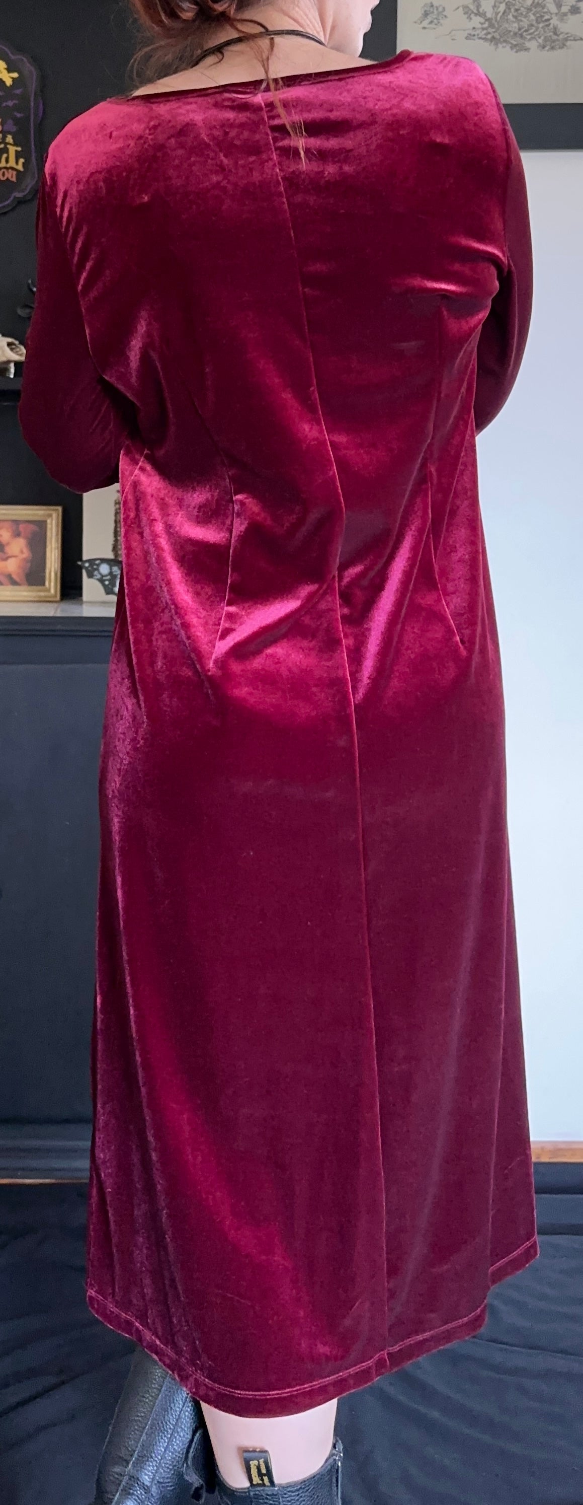 Red Velvet Midi Dress Petite M