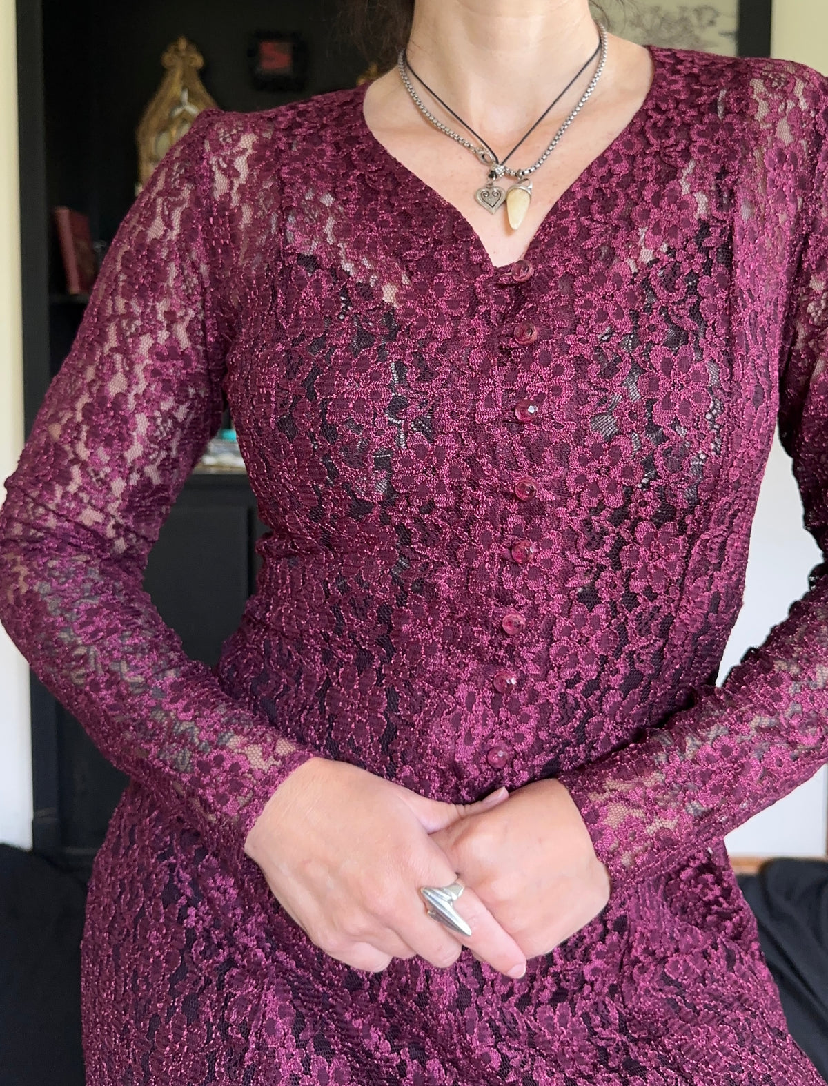 90s Lace Romantic Dress S/M