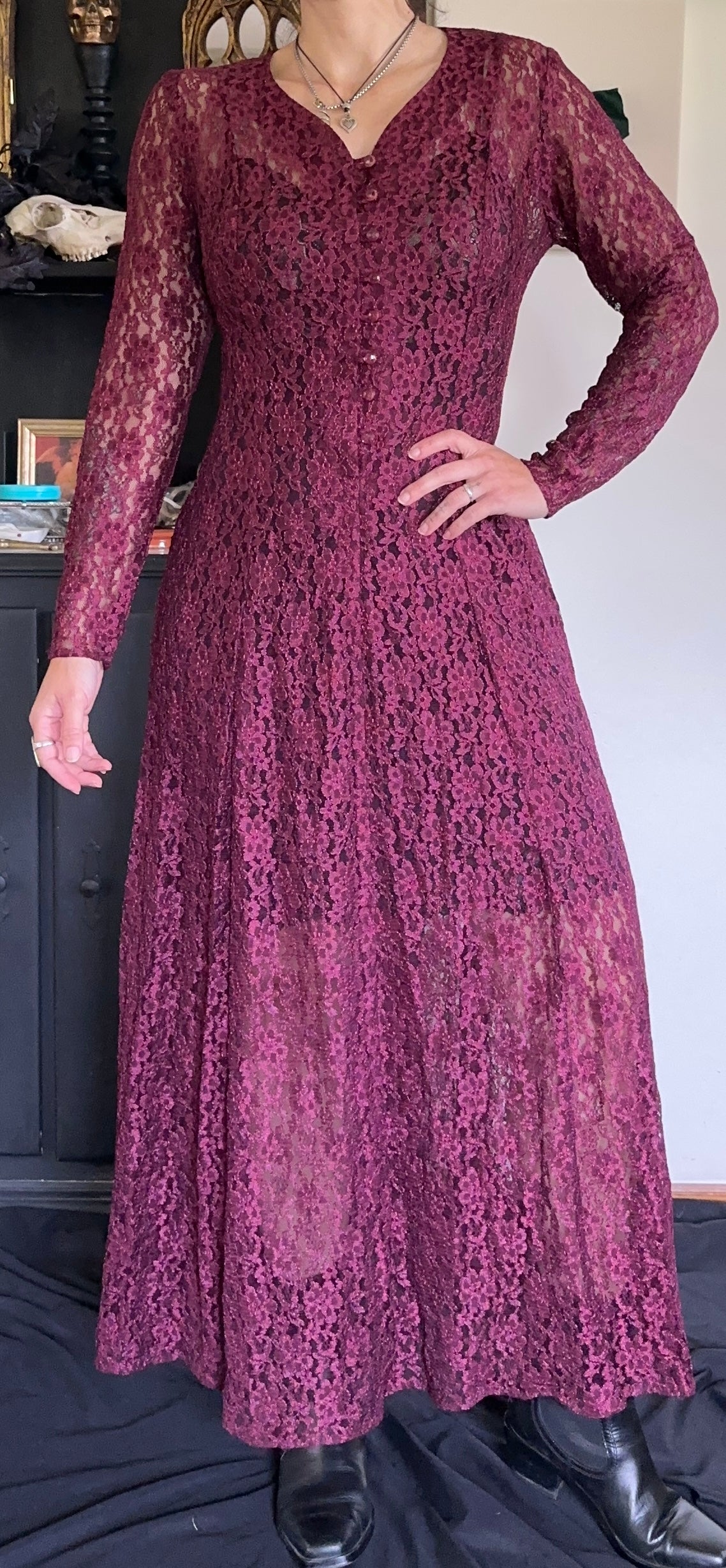 90s Lace Romantic Dress S/M