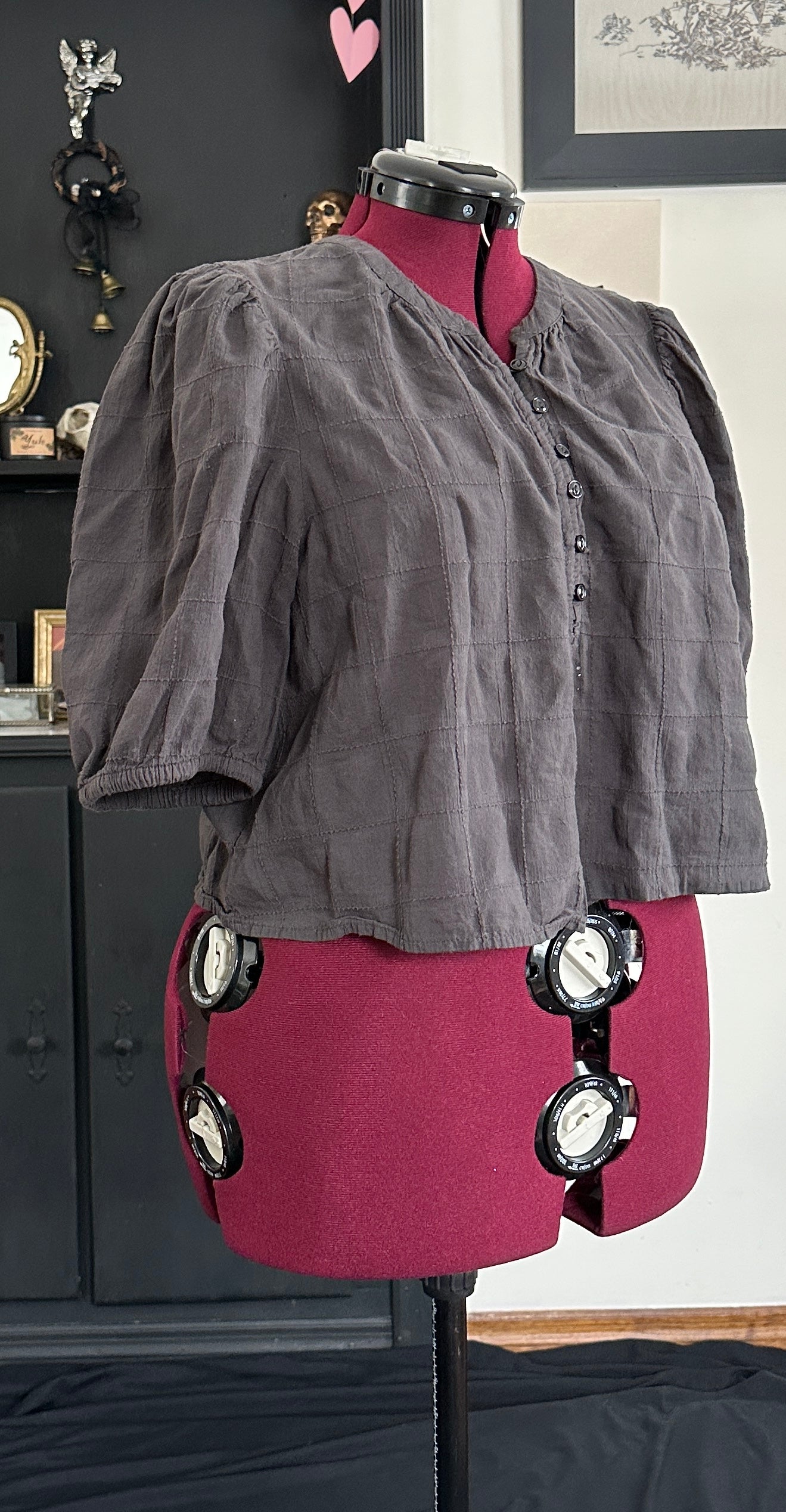 Puff Sleeve Cropped Blouse XL