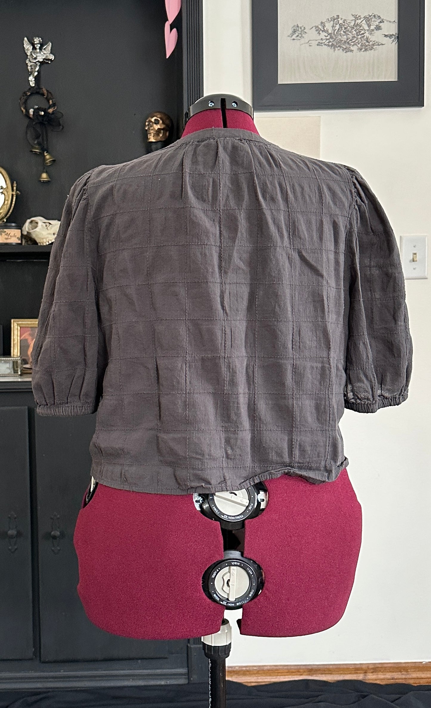 Puff Sleeve Cropped Blouse XL