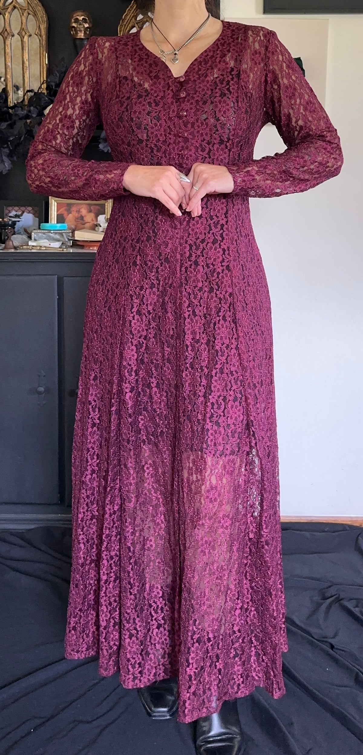 90s Lace Romantic Dress S/M