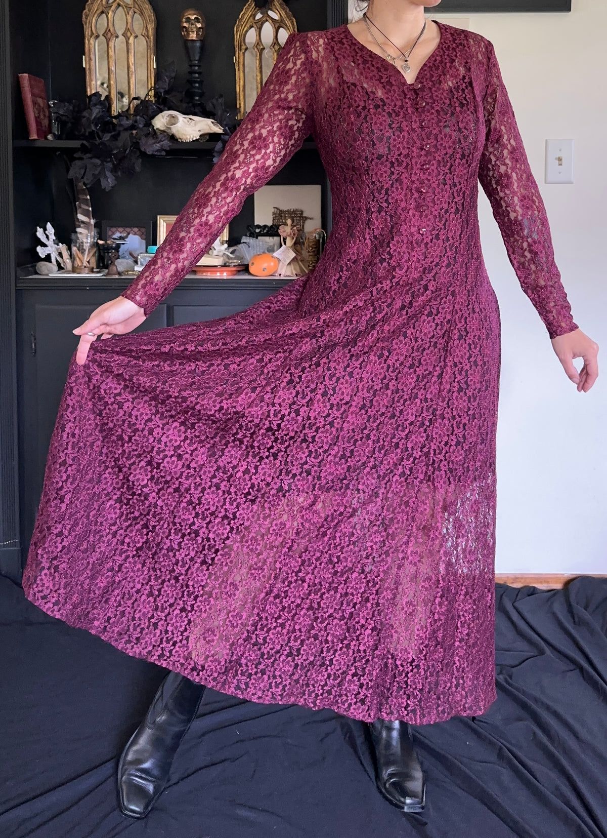 90s Lace Romantic Dress S/M
