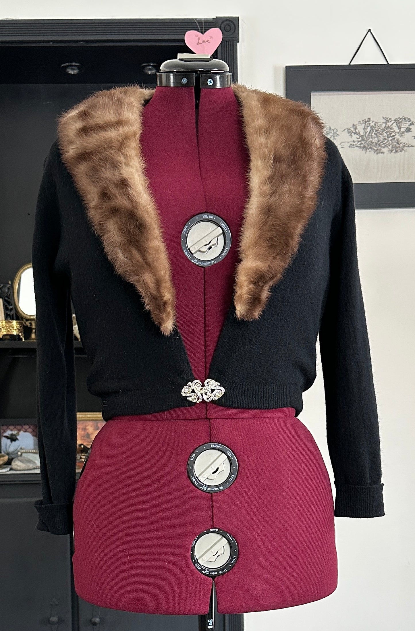 1940s Cashmere & Fur Cardigan S-M