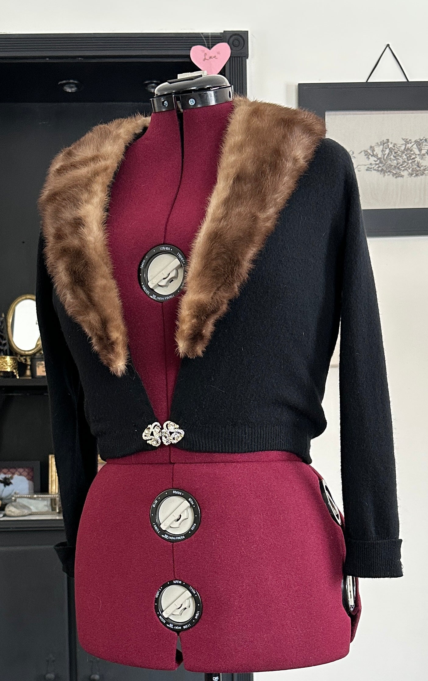 1940s Cashmere & Fur Cardigan S-M
