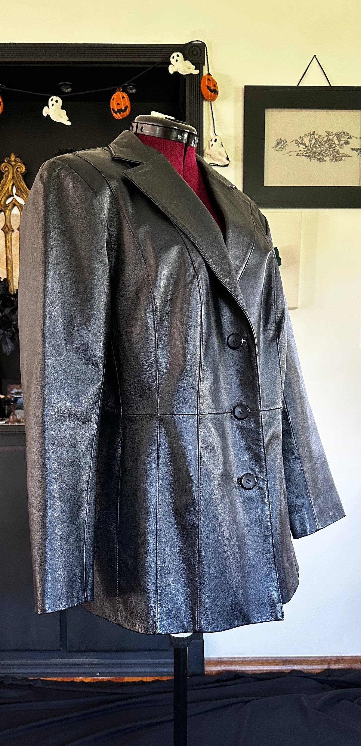 90s Goth Leather Jacket 1X