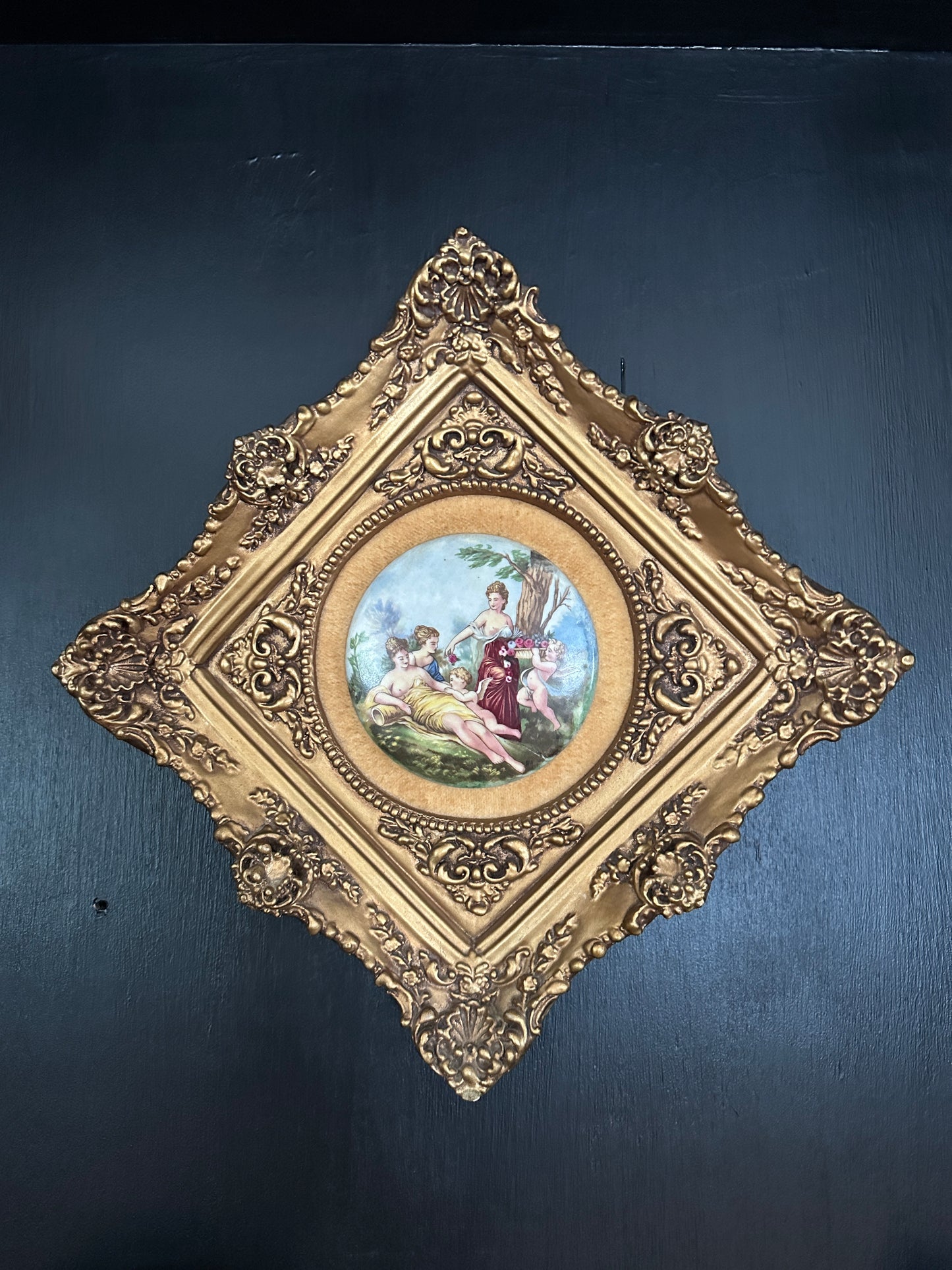 Framed Rococo Painted Porcelain