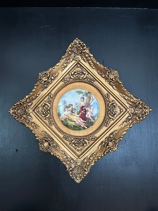 Framed Rococo Painted Porcelain