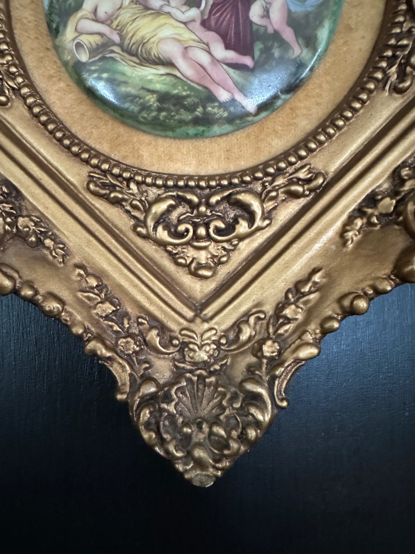 Framed Rococo Painted Porcelain