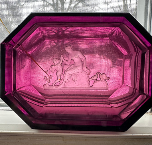 Antique Heinrich Hoffman Etched Glass Dish