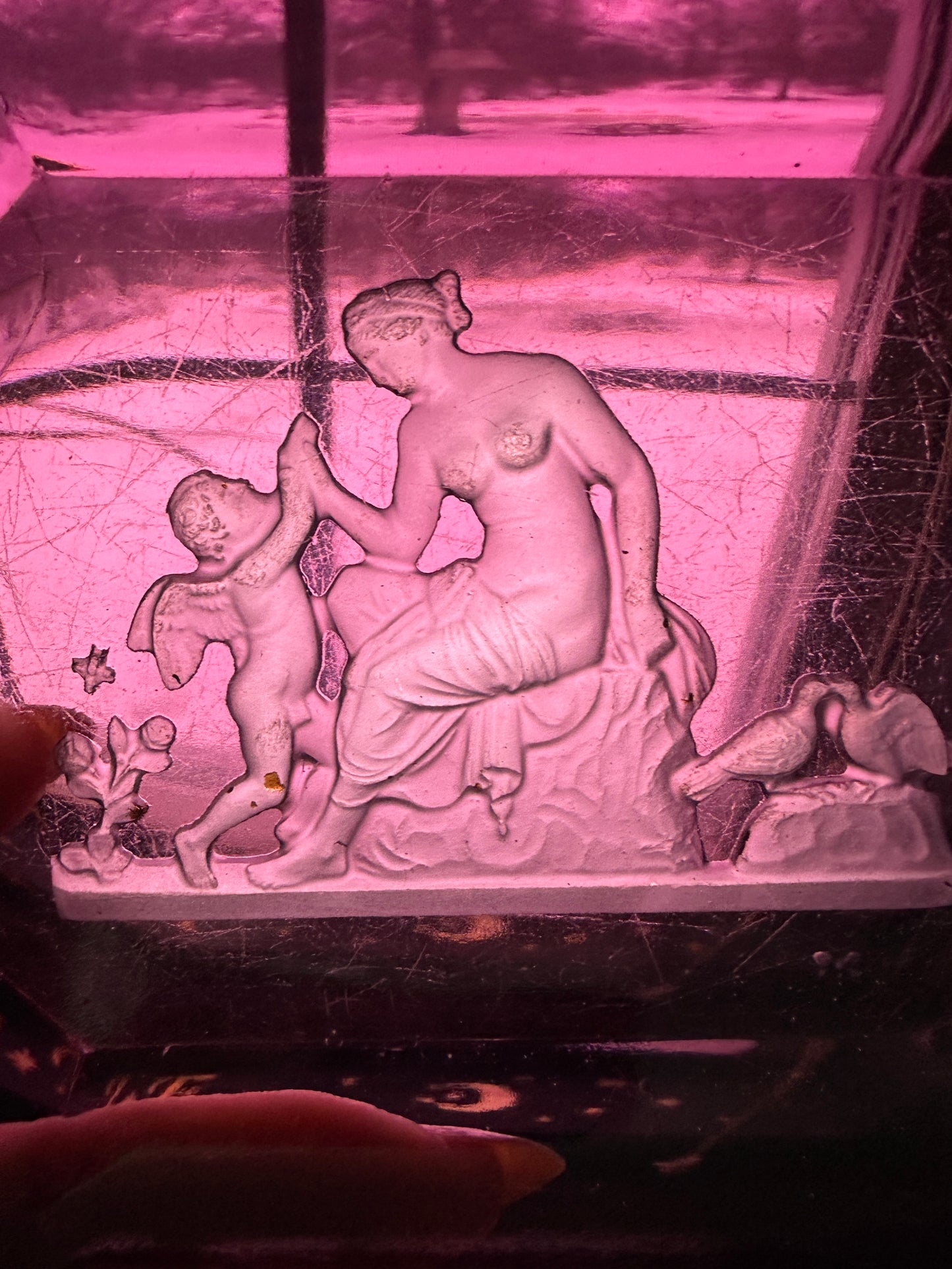Antique Heinrich Hoffman Etched Glass Dish