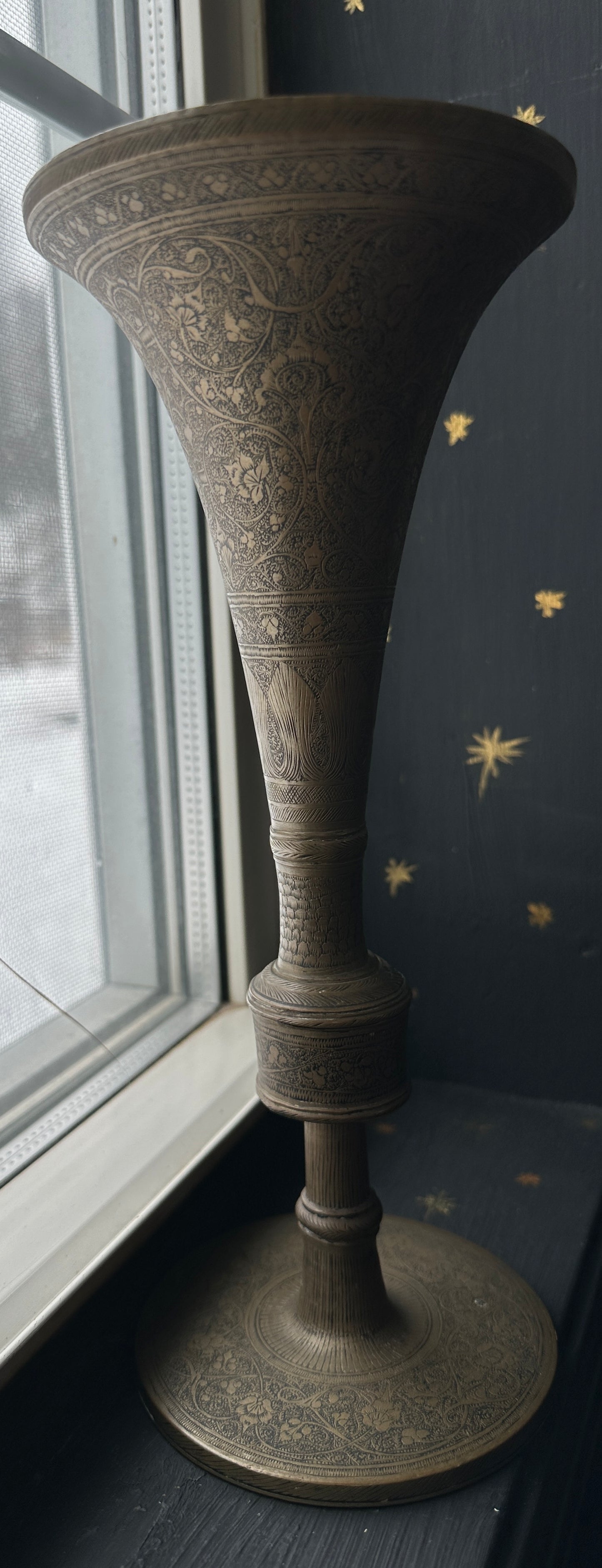 Etched Brass Vase
