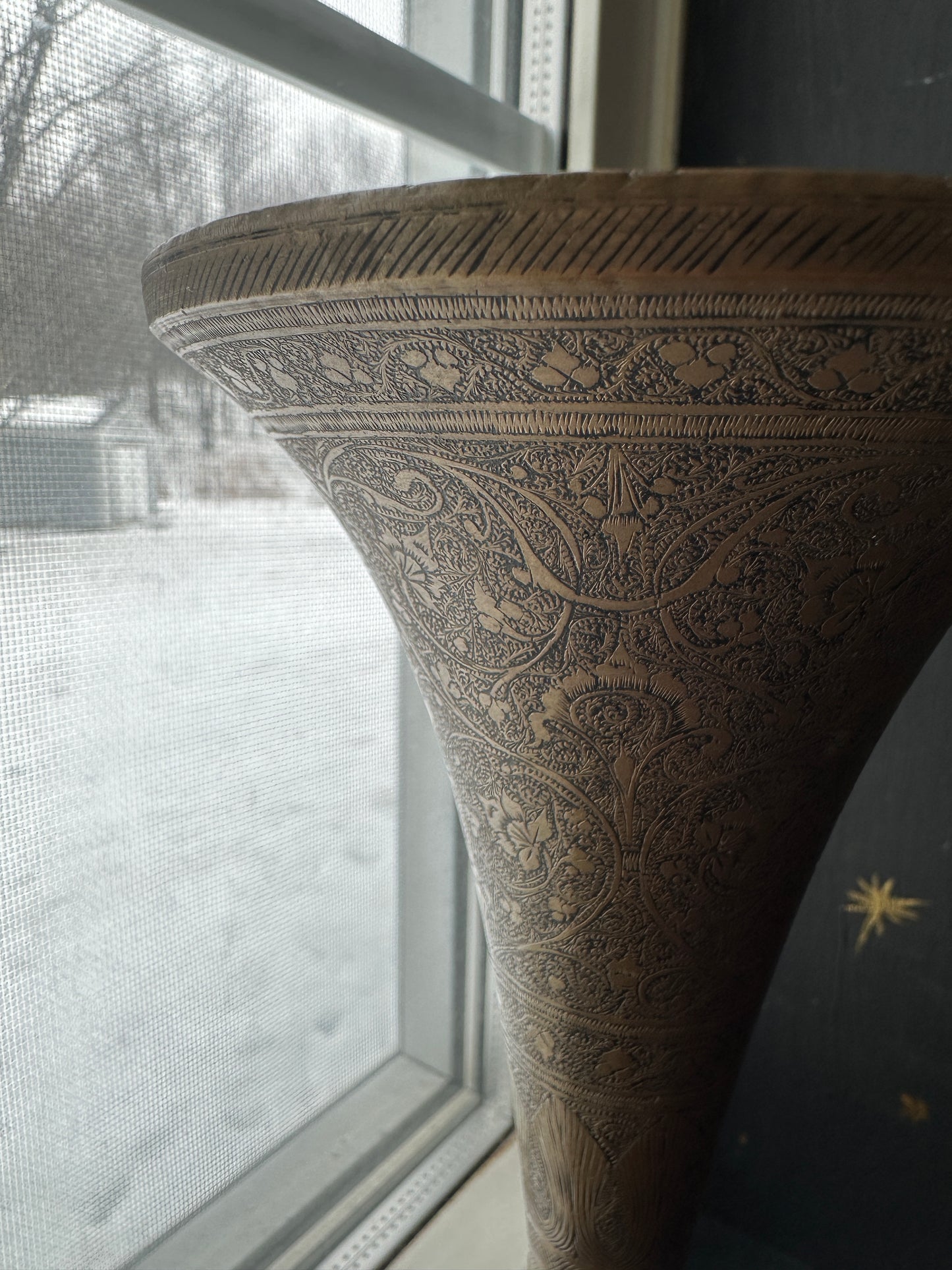 Etched Brass Vase