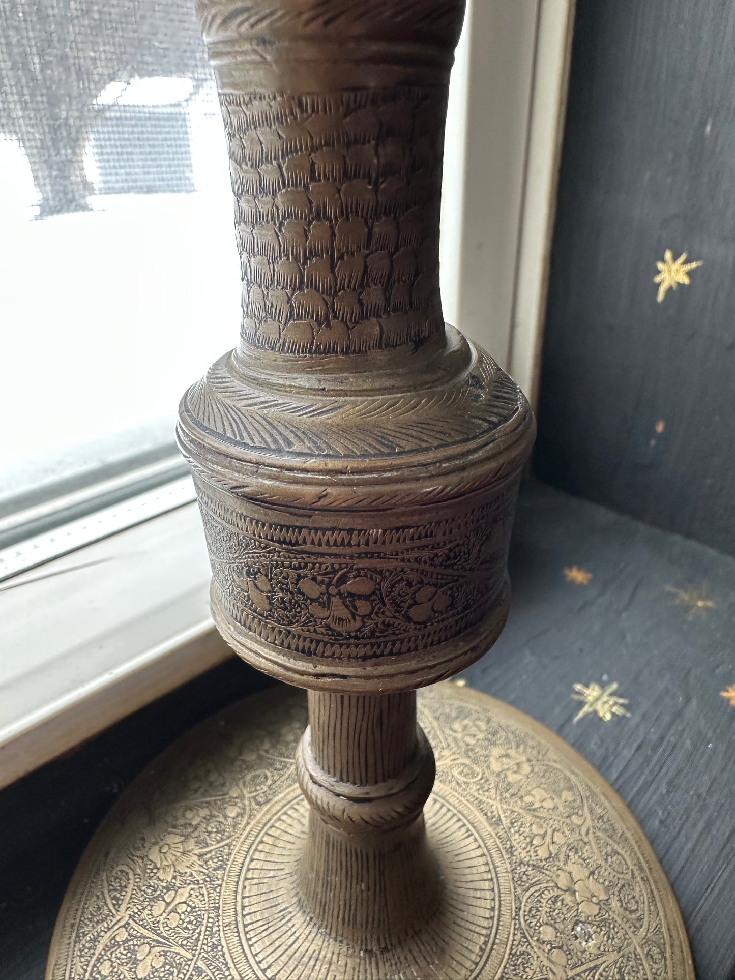 Etched Brass Vase