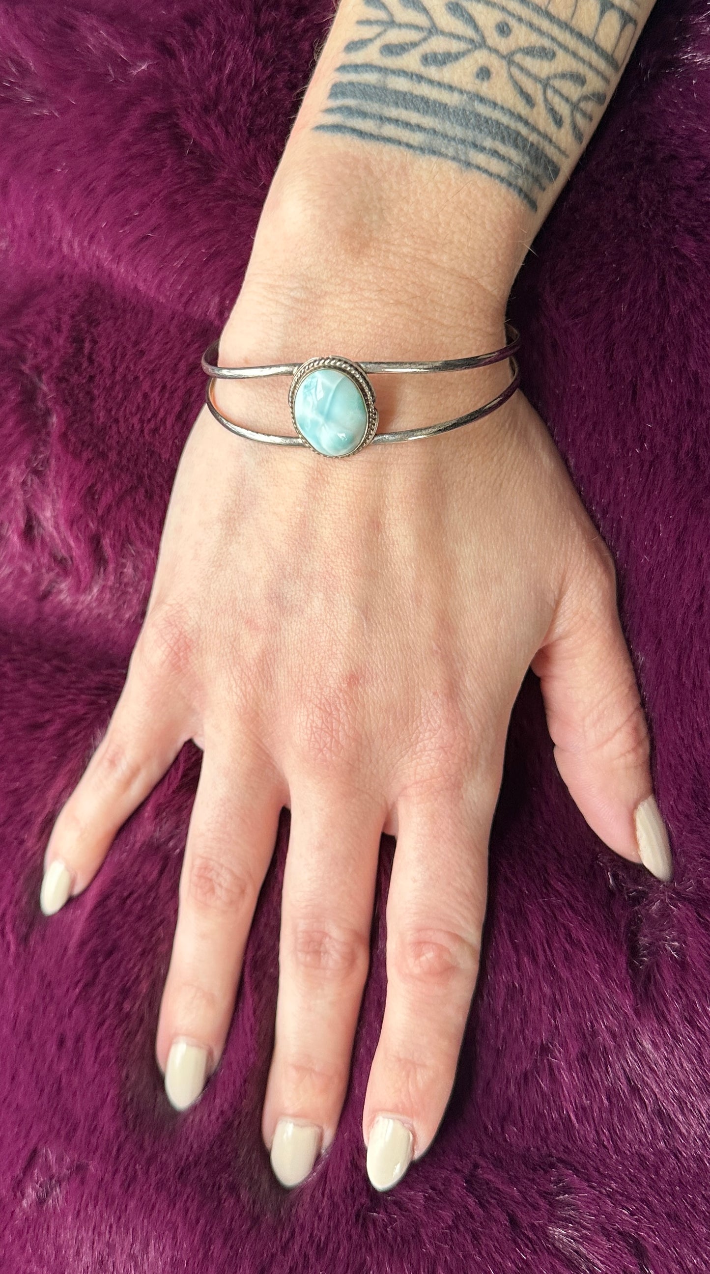 Silver & Larimar Cuff Bracelet