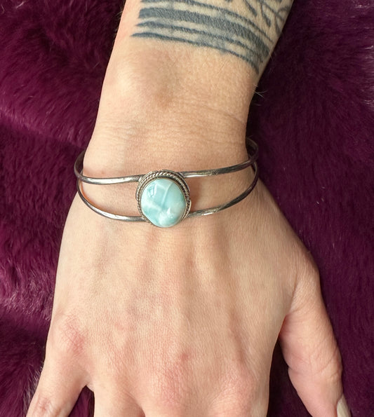 Silver & Larimar Cuff Bracelet