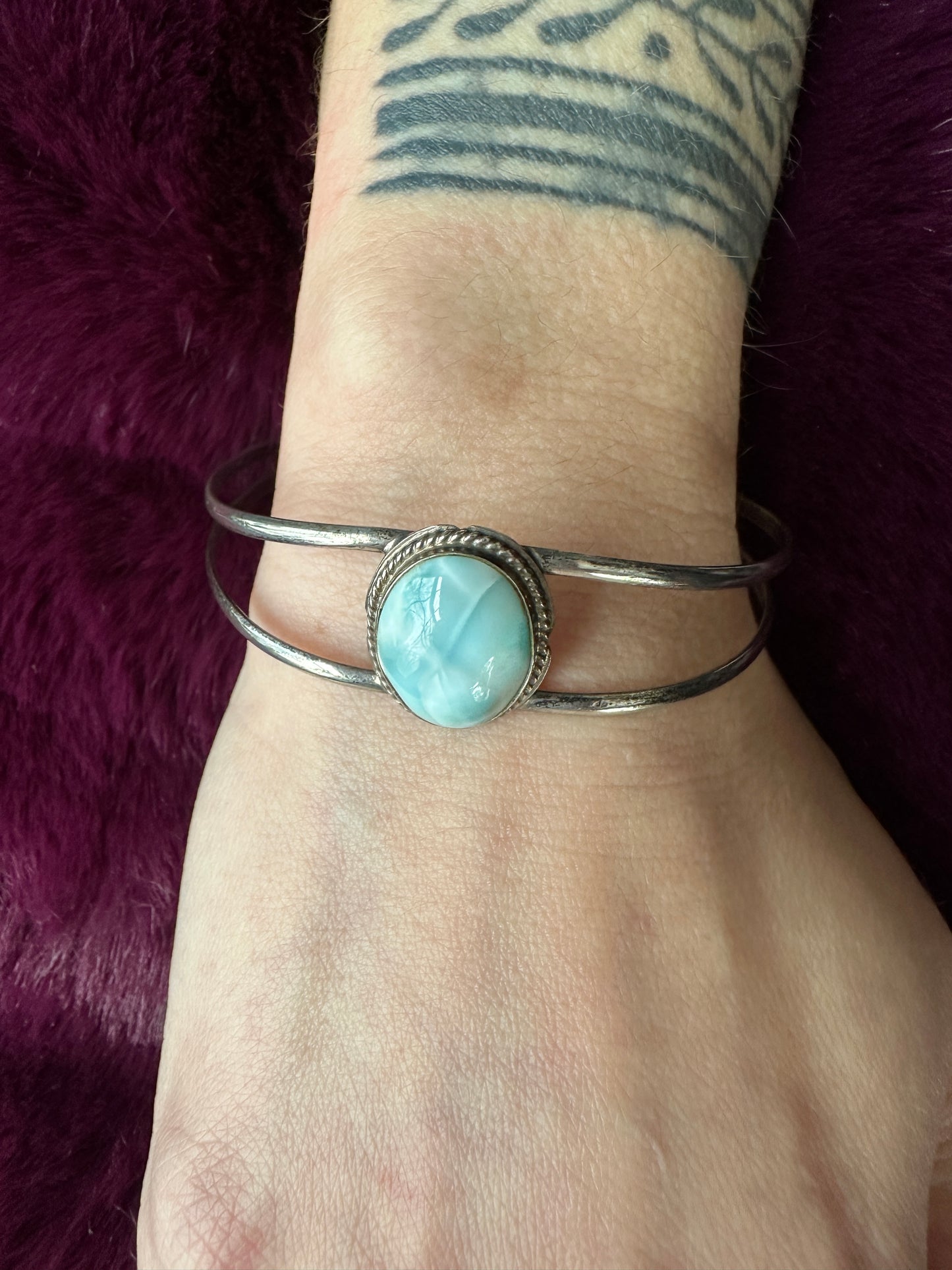 Silver & Larimar Cuff Bracelet