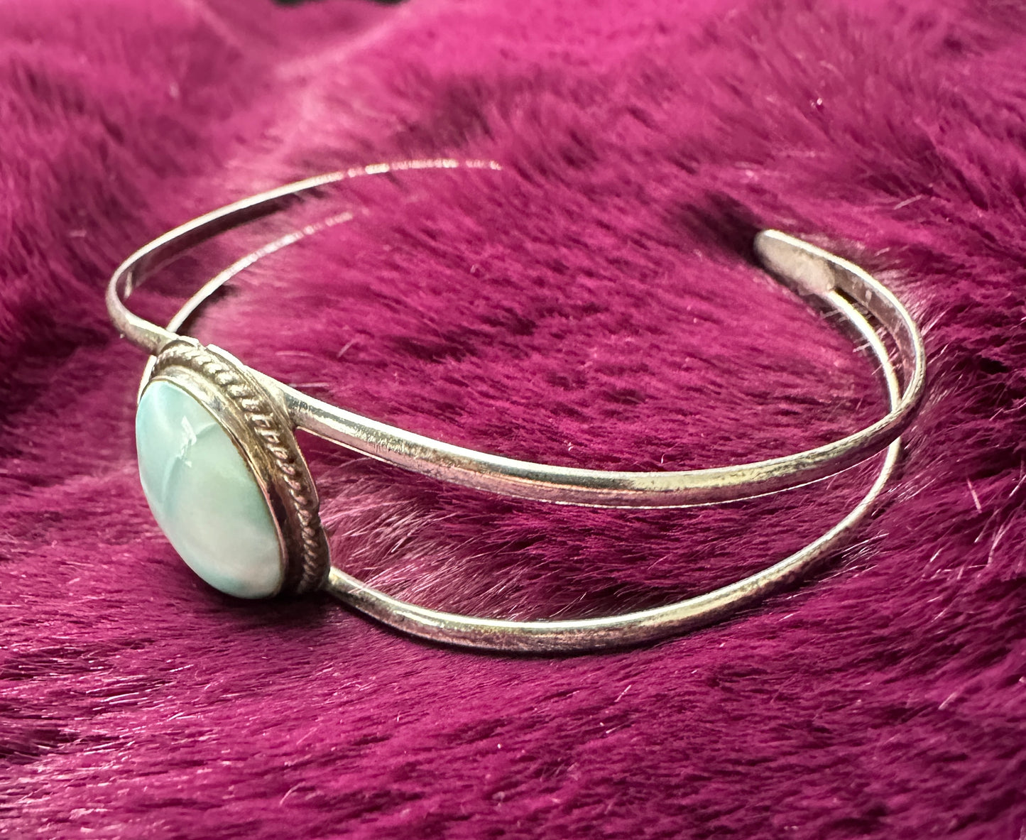Silver & Larimar Cuff Bracelet