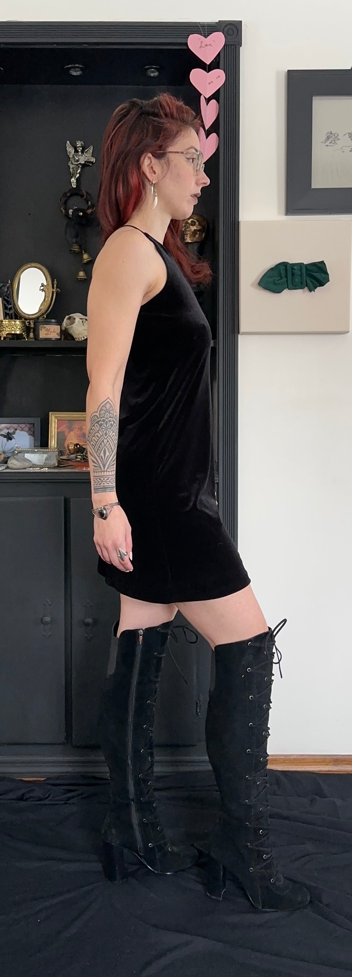 90s Velvet Halter Dress S - M