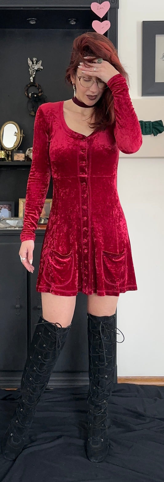 90s Betsey Johnson Velvet Dress XS