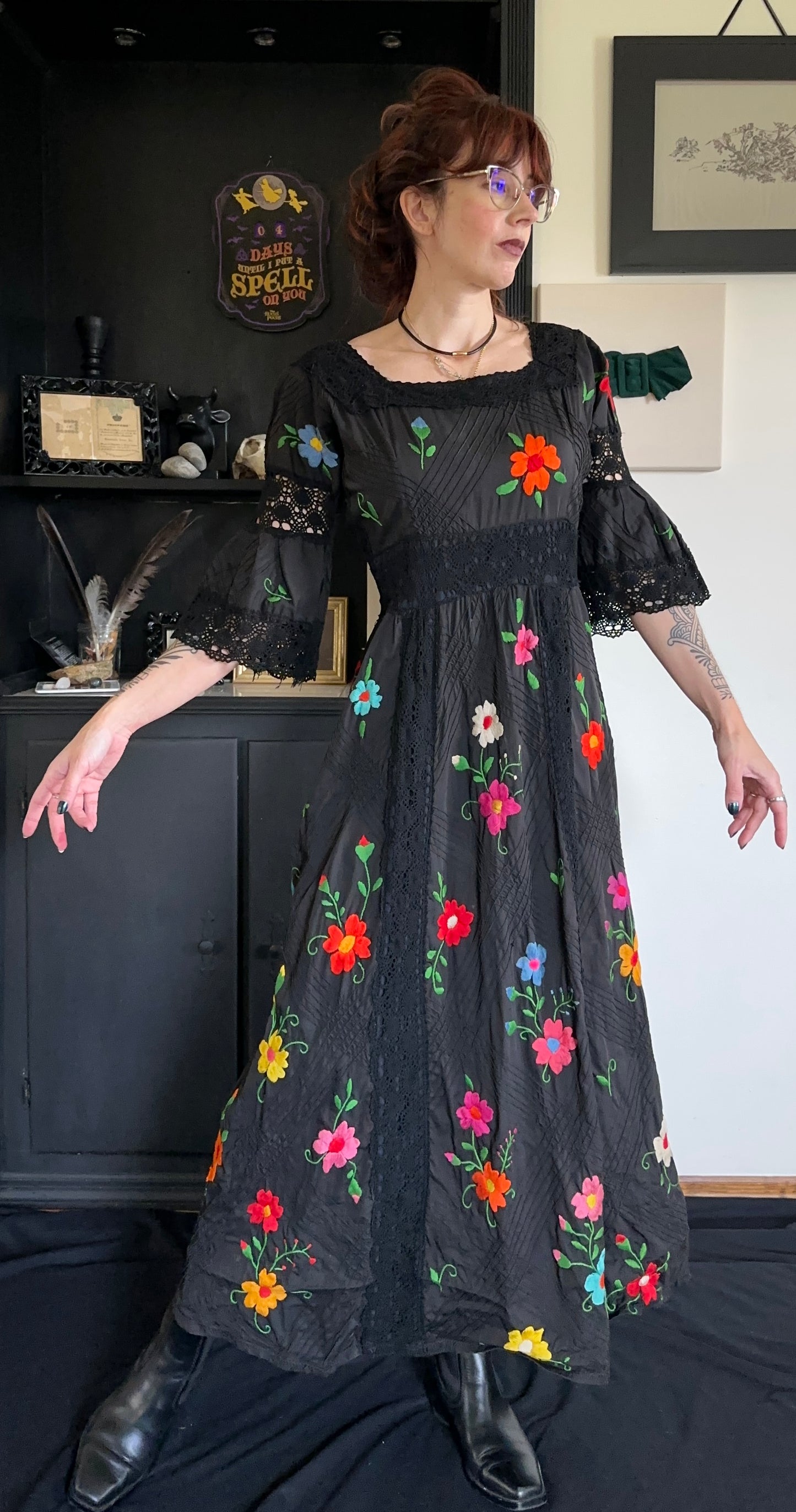 Vintage Cotton Embroidered Dress XS-M