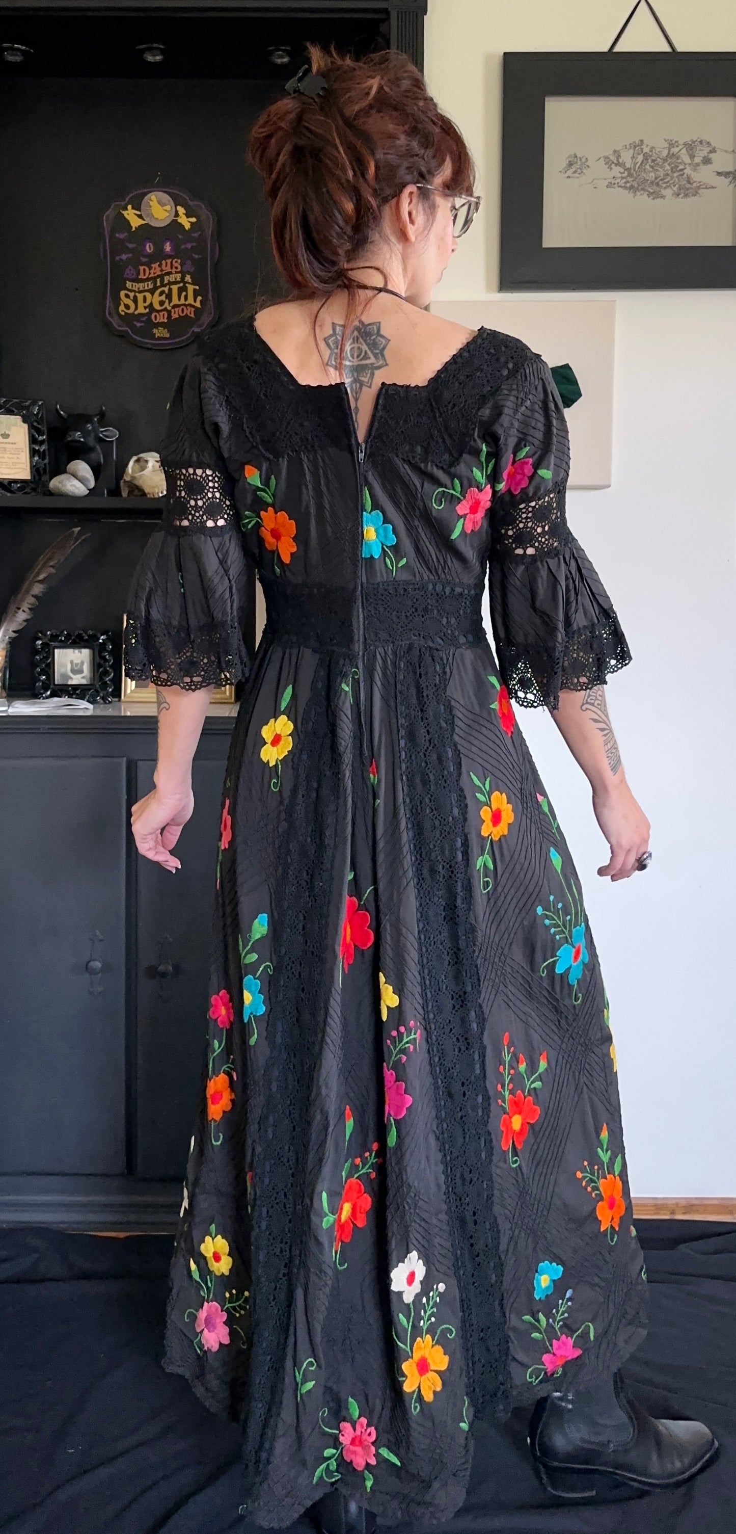 Vintage Cotton Embroidered Dress XS-M
