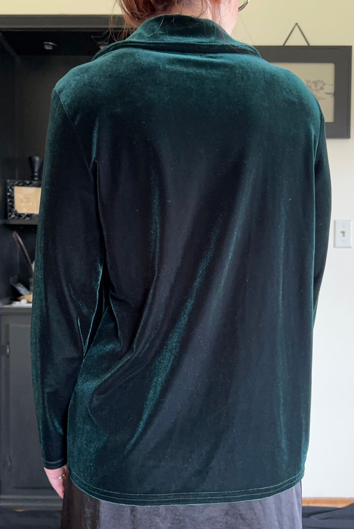 Stretch Velvet Button Front Top S