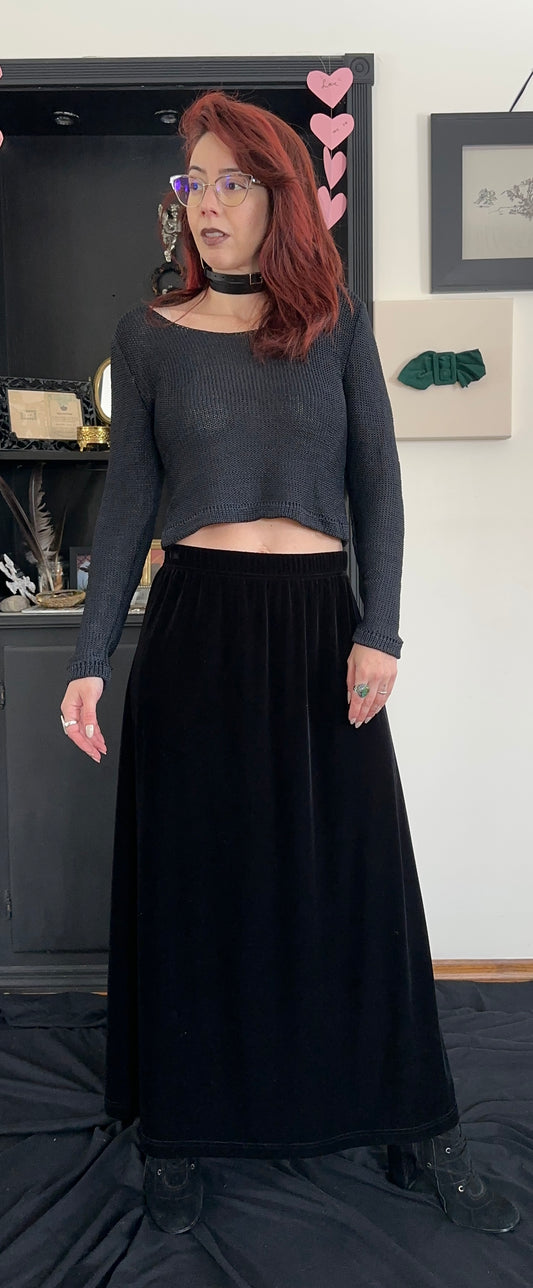 90s Velvet A-line Maxi Skirt
