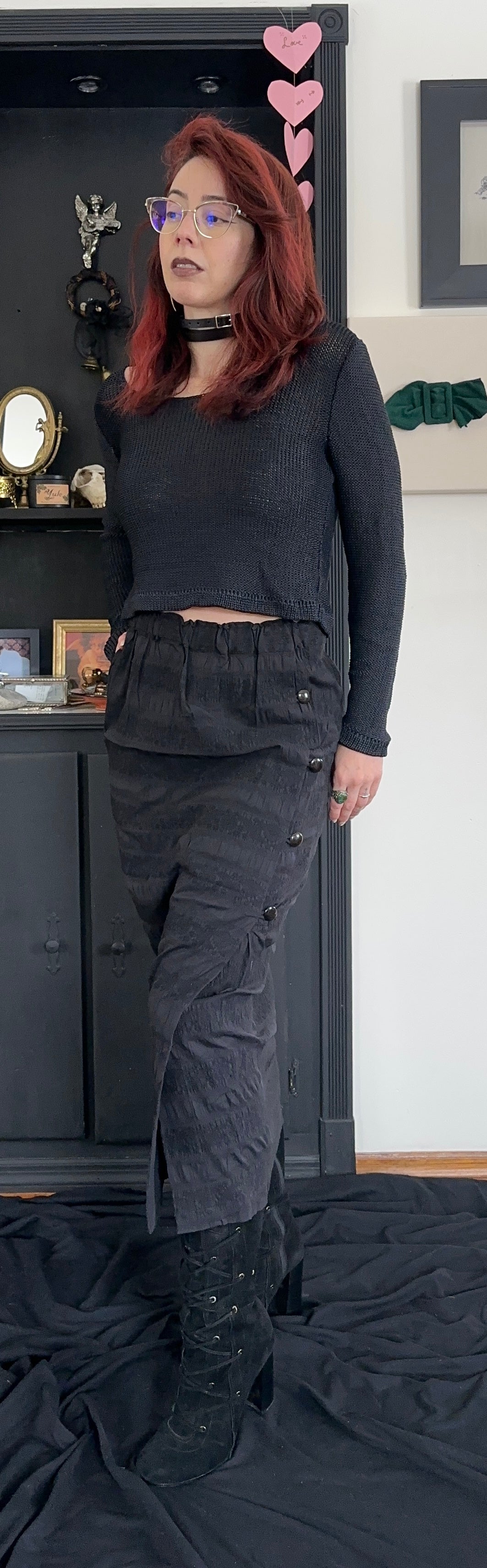 Vintage Faux Wrap Goth Maxi Skirt