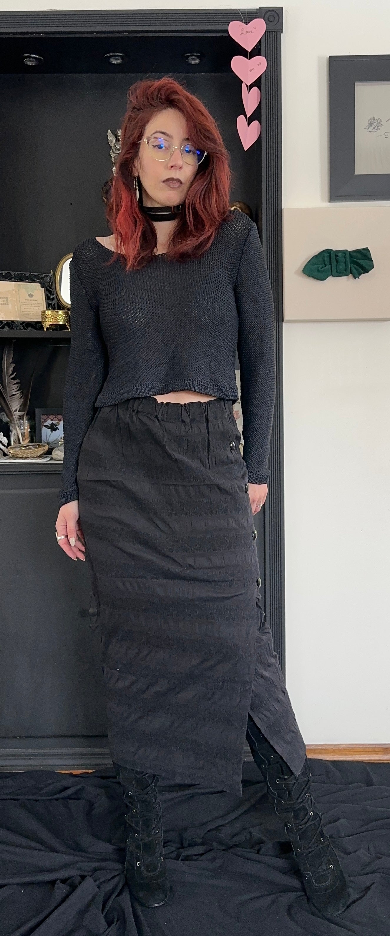 Vintage Faux Wrap Goth Maxi Skirt