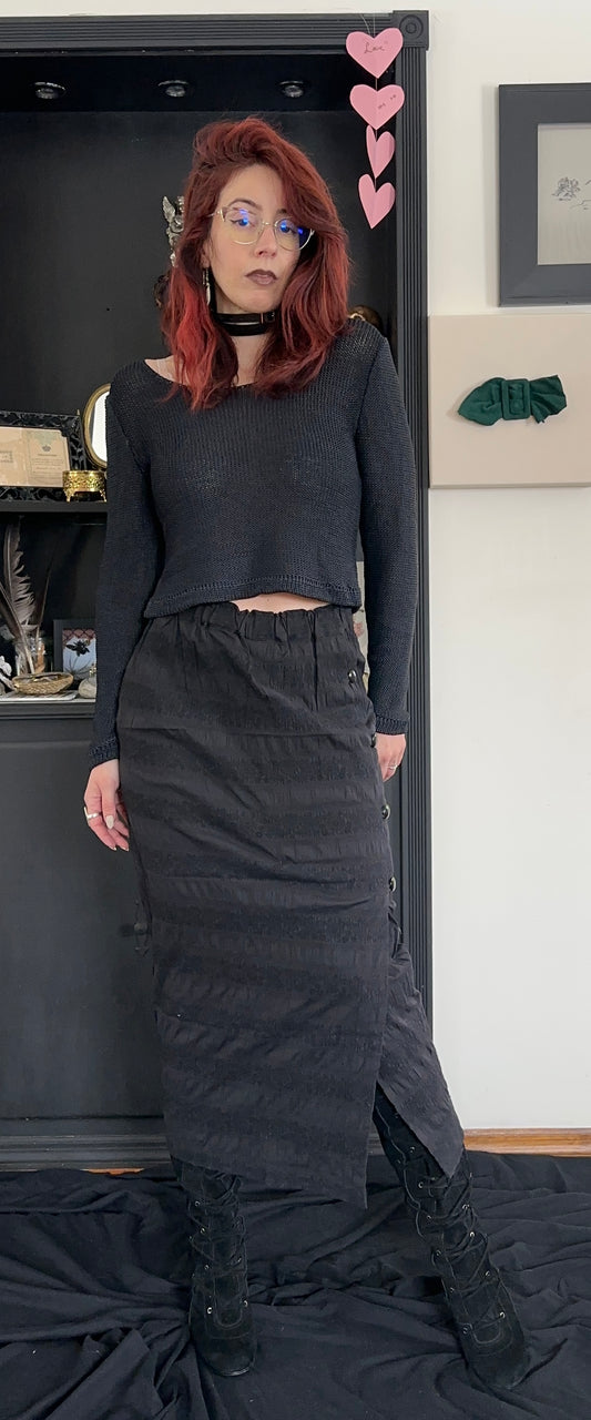 Vintage Faux Wrap Goth Maxi Skirt